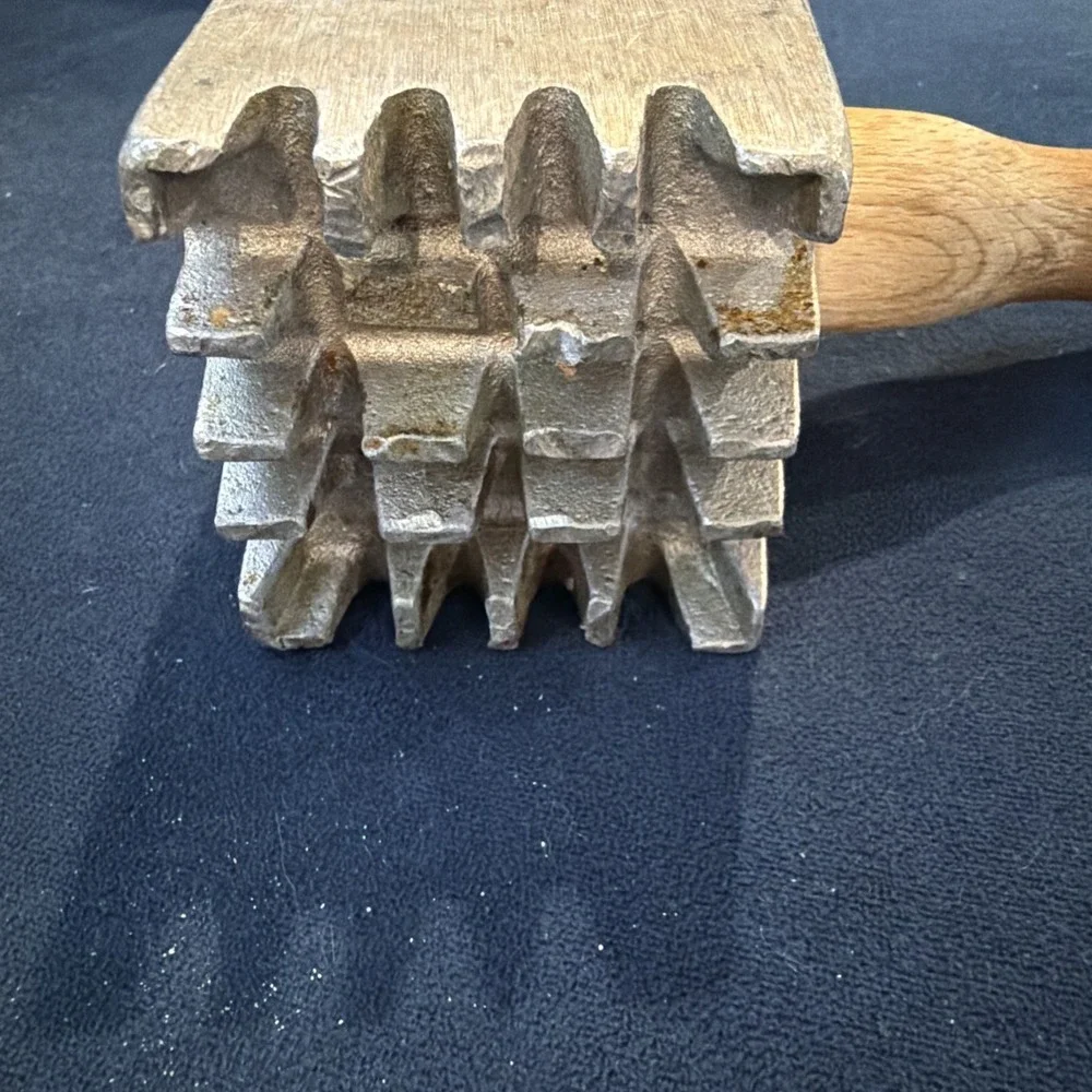 Vintage Large Heavy Duty Aluminum‎ Meat Tenderizer With Wood Handle